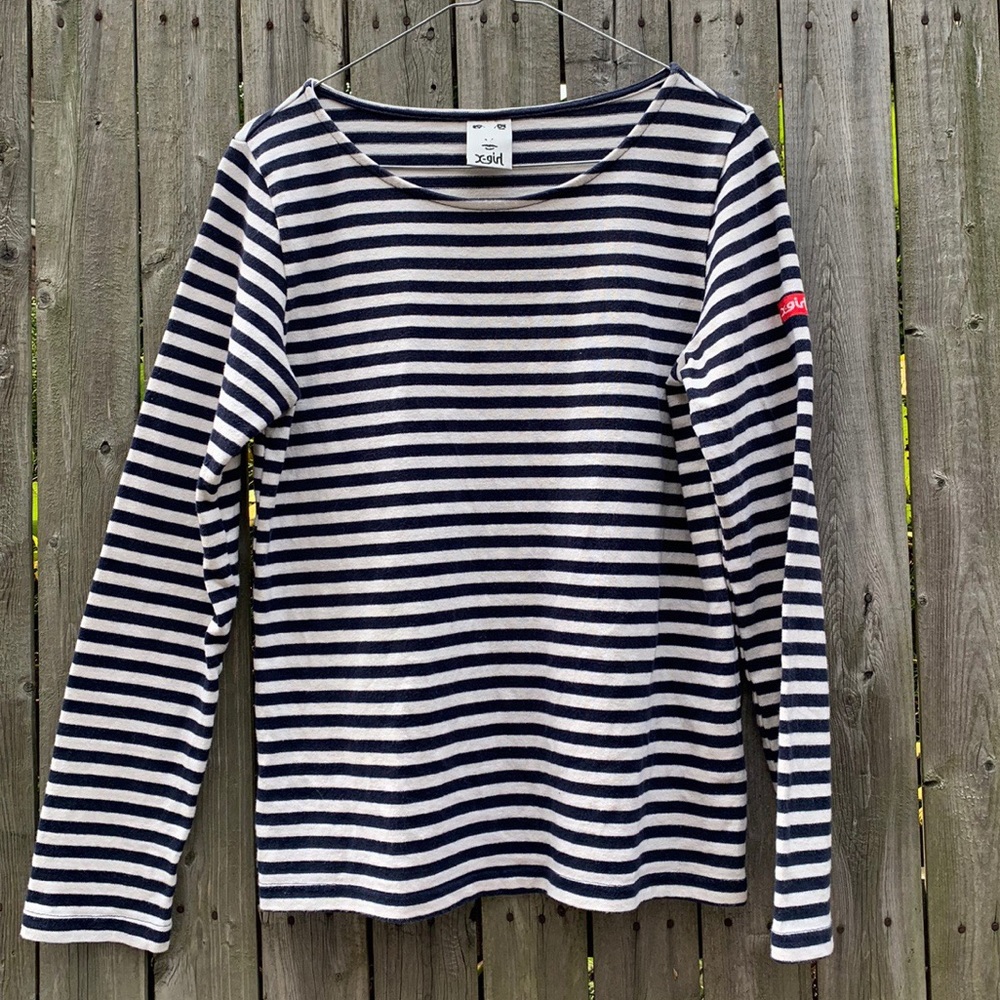 X-girl striped long sleeve shirt